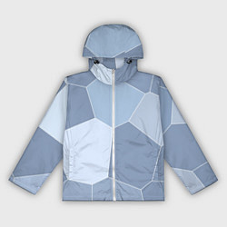 Ветровка с капюшоном женская Стальной голубой крупная мозаика, цвет: 3D-белый