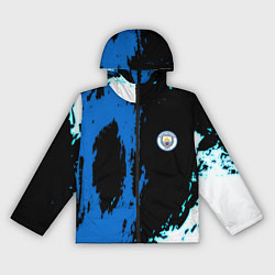 Ветровка с капюшоном женская Манчестер сити краски абстрактные, цвет: 3D-черный