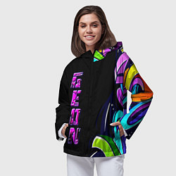 Ветровка с капюшоном женская Geon Enduro graffitti, цвет: 3D-черный — фото 2