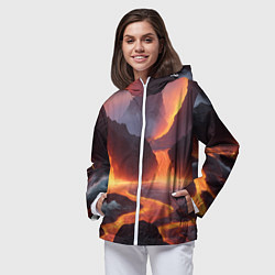 Ветровка с капюшоном женская Текущая лава, цвет: 3D-белый — фото 2