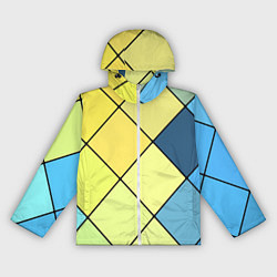 Ветровка с капюшоном женская Геометрия линии клетка, цвет: 3D-белый