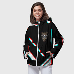 Ветровка с капюшоном женская Baldurs Gate geometry glitch, цвет: 3D-белый — фото 2