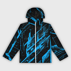 Ветровка с капюшоном женская Blue stripes on a black background, цвет: 3D-белый