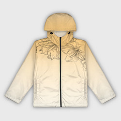 Ветровка с капюшоном женская Градиент желтый с цветами, цвет: 3D-черный