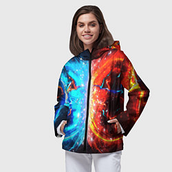 Ветровка с капюшоном женская Битва планет абстракция, цвет: 3D-черный — фото 2