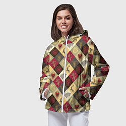 Ветровка с капюшоном женская Лого домов Игра престолов паттерн, цвет: 3D-белый — фото 2