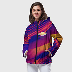 Ветровка с капюшоном женская Chevrolet текстура, цвет: 3D-черный — фото 2