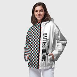 Ветровка с капюшоном женская PUBG глитч клетка, цвет: 3D-черный — фото 2