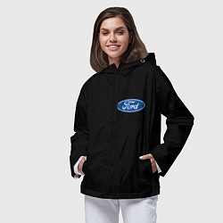 Ветровка с капюшоном женская FORD logo auto, цвет: 3D-черный — фото 2