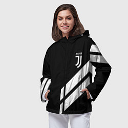 Ветровка с капюшоном женская Juventus line white, цвет: 3D-черный — фото 2
