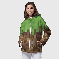 Ветровка с капюшоном женская Earth - Minecraft, цвет: 3D-белый — фото 2