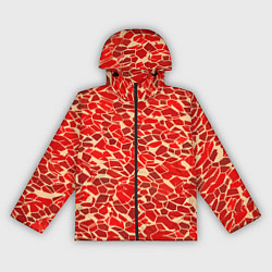 Ветровка с капюшоном женская Красные плитки на кремовом фоне, цвет: 3D-черный