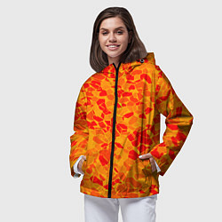 Ветровка с капюшоном женская Красные плитки на жёлтом фоне, цвет: 3D-черный — фото 2