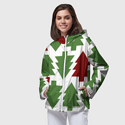 Ветровка с капюшоном женская Елочный новый год, цвет: 3D-белый — фото 2