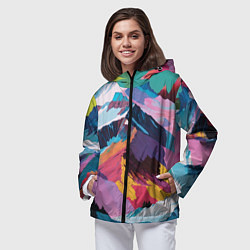 Ветровка с капюшоном женская Горы краски, цвет: 3D-черный — фото 2