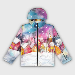 Ветровка с капюшоном женская Новогодний ночной дворик, цвет: 3D-черный