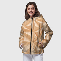 Ветровка с капюшоном женская Бежевые полигональные фигуры, цвет: 3D-черный — фото 2