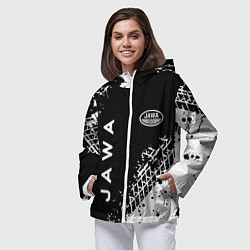Ветровка с капюшоном женская Jawa - следы от шин, цвет: 3D-белый — фото 2