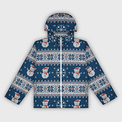 Ветровка с капюшоном женская Вязаный зимний узор со снеговиками, цвет: 3D-белый