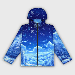 Ветровка с капюшоном женская Заснеженный лес, цвет: 3D-черный