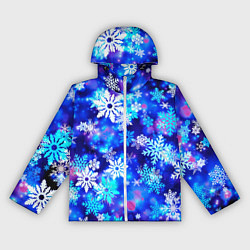 Ветровка с капюшоном женская Яркие узоры снежинок, цвет: 3D-белый