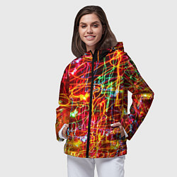 Ветровка с капюшоном женская Неоновый хаос, цвет: 3D-черный — фото 2