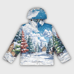 Ветровка с капюшоном женская Предновогодняя природа, цвет: 3D-белый