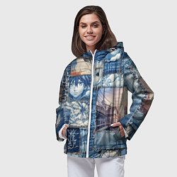 Ветровка с капюшоном женская Пэчворк с мотивами аниме, цвет: 3D-белый — фото 2