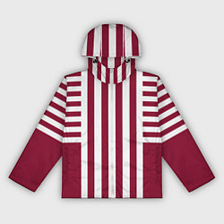 Ветровка с капюшоном женская Бело красный узор в полоску, цвет: 3D-белый