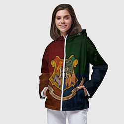 Ветровка с капюшоном женская Hogwarts emblem, цвет: 3D-белый — фото 2