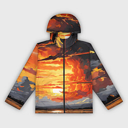 Ветровка с капюшоном женская Багровый закат, цвет: 3D-черный