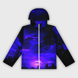 Ветровка с капюшоном женская Фиолетовый апокалиптический закат, цвет: 3D-белый