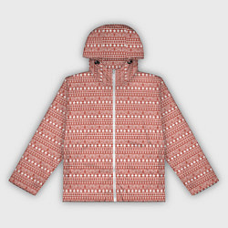 Ветровка с капюшоном женская Коричнево-розовый простой узор, цвет: 3D-белый