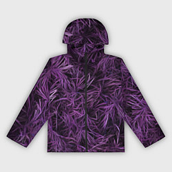 Ветровка с капюшоном женская Фиолетовая трава на чёрном фоне, цвет: 3D-черный