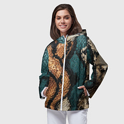 Ветровка с капюшоном женская Кожа в змеином стиле, цвет: 3D-белый — фото 2