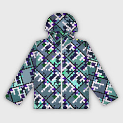 Ветровка с капюшоном женская Бирюзовый абстрактный паттерн, цвет: 3D-белый