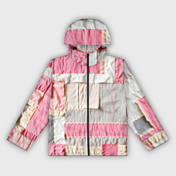 Ветровка с капюшоном женская Розовый пэчворк, цвет: 3D-черный