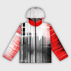 Ветровка с капюшоном женская Красно-чёрный гранж на белом фоне, цвет: 3D-черный