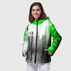 Ветровка с капюшоном женская Зелёно-чёрный гранж на белом фоне, цвет: 3D-черный — фото 2