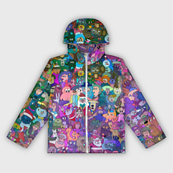 Ветровка с капюшоном женская Новогодний виммельбух, цвет: 3D-белый
