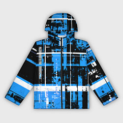 Ветровка с капюшоном женская Сине-белый гранж на чёрном фоне, цвет: 3D-черный