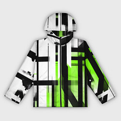 Ветровка с капюшоном женская Чёрно-зелёные вертикальные и горизонтальные полосы, цвет: 3D-черный