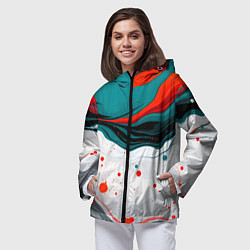 Ветровка с капюшоном женская Эбру красочная абстракция, цвет: 3D-черный — фото 2