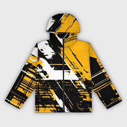 Ветровка с капюшоном женская Diagonal black and white stripes on a yellow backg, цвет: 3D-черный