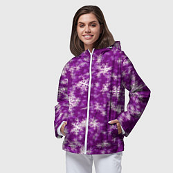 Ветровка с капюшоном женская Снежинки глитч, цвет: 3D-белый — фото 2
