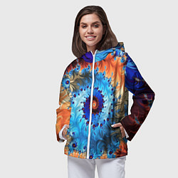 Ветровка с капюшоном женская Оптические узоры текстура, цвет: 3D-белый — фото 2