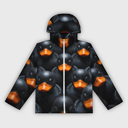 Ветровка с капюшоном женская Черные уточки, цвет: 3D-белый