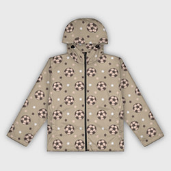 Ветровка с капюшоном женская Футбольные мячи и звезды, цвет: 3D-черный