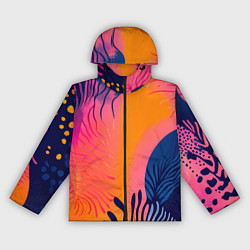 Ветровка с капюшоном женская Векторная абстракция с растениями - нейросеть, цвет: 3D-черный