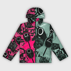 Ветровка с капюшоном женская Маски из игры в кальмара, цвет: 3D-черный